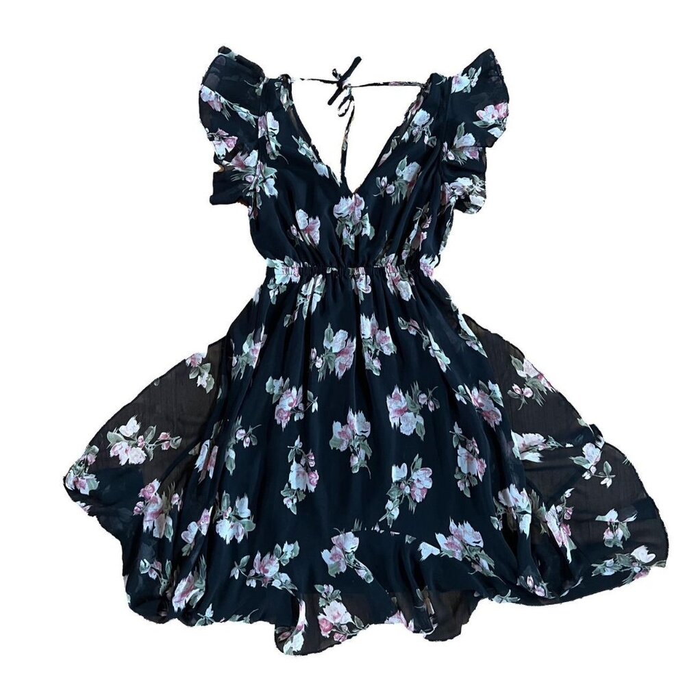 Black Floral Formal High Low Dress